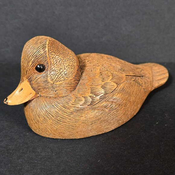 Other - Hand-Carved-Wood-Look Resin Duck Figurine 2" Tall Bird Hunting Nature Decor